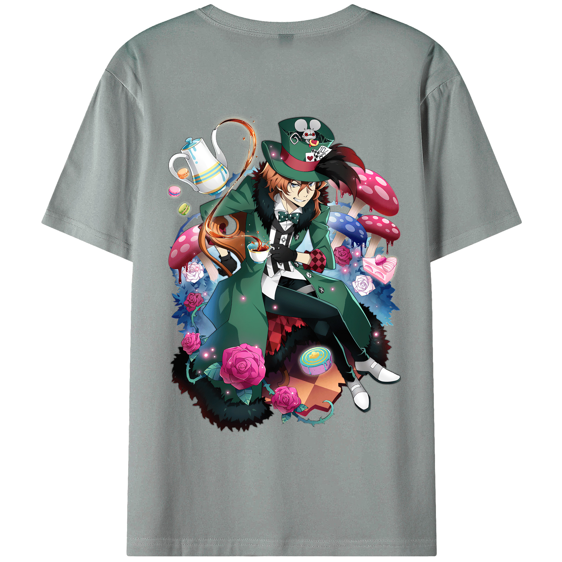 （画像用） 文豪ストレイドッグス Bungo Stray Dogs 綿100％ メンズ半袖Tシャツ（バックプリント） 通気性